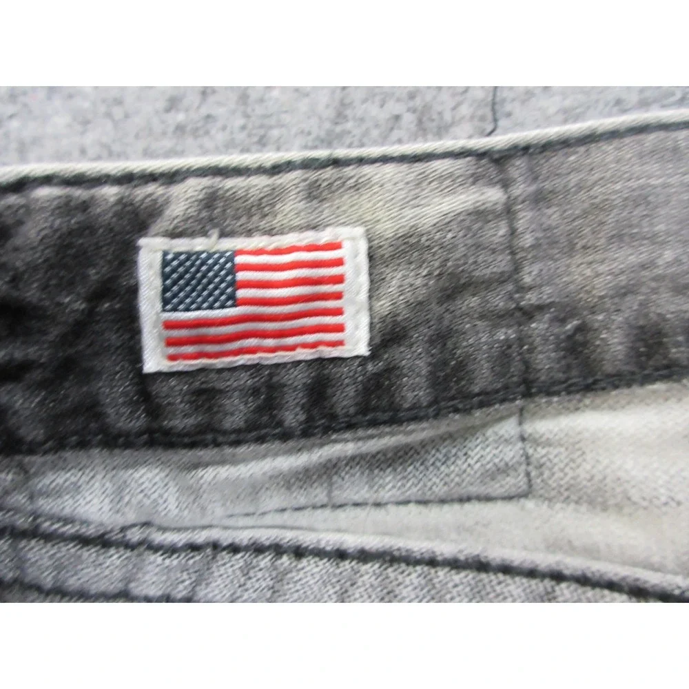 True Religion Ricky Jeans Mens 38x32 Gray Acid Wash Flap Pocket Denim USA